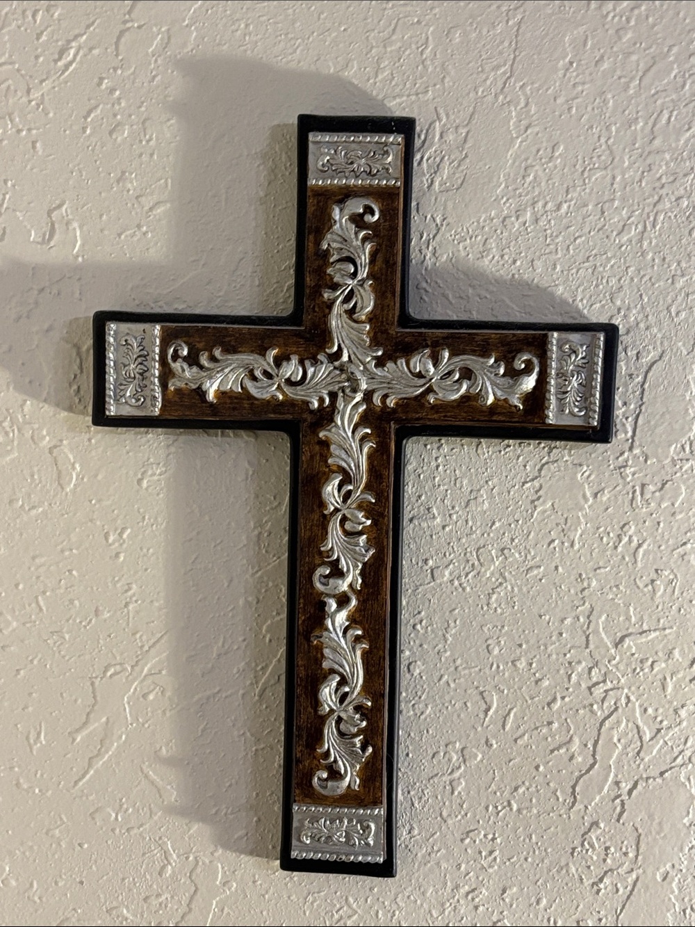 Demdaco Brown and Silver Ornate Wall Cross